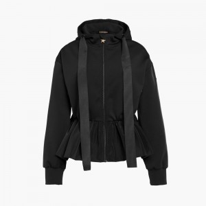 Goldbergh BUTTERCUP full zip hooded cardigan Hoodie Schwarz | WNGRBM015