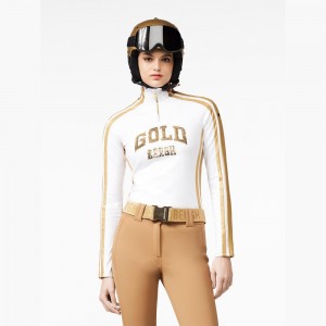 Goldbergh GOBLET Ski Pully Weiß Gold | XBEZMJ261
