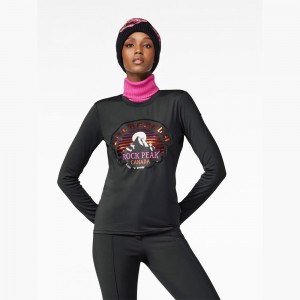 Goldbergh ROCK PEAK long sleeve T-Shirts Schwarz | KZBOYU256