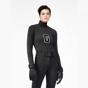 Goldbergh SUPER G long sleeve T-Shirts Schwarz | ILGQJD045