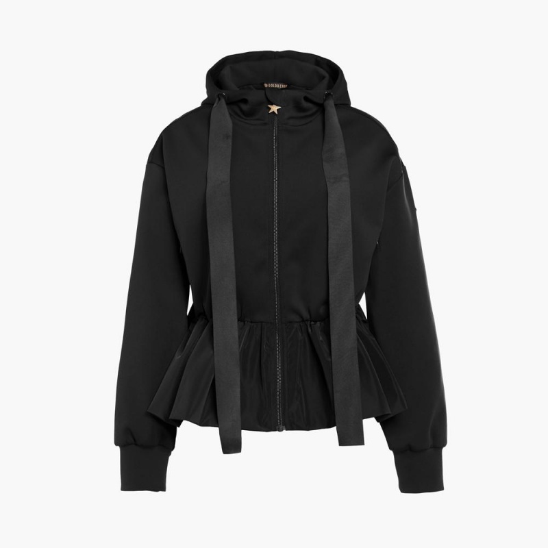 Goldbergh BUTTERCUP full zip hooded cardigan Hoodie Schwarz | WNGRBM015