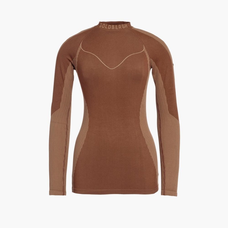 Goldbergh FAST baselayer long sleeve Ski Base Layer Beige | ASPNXR854