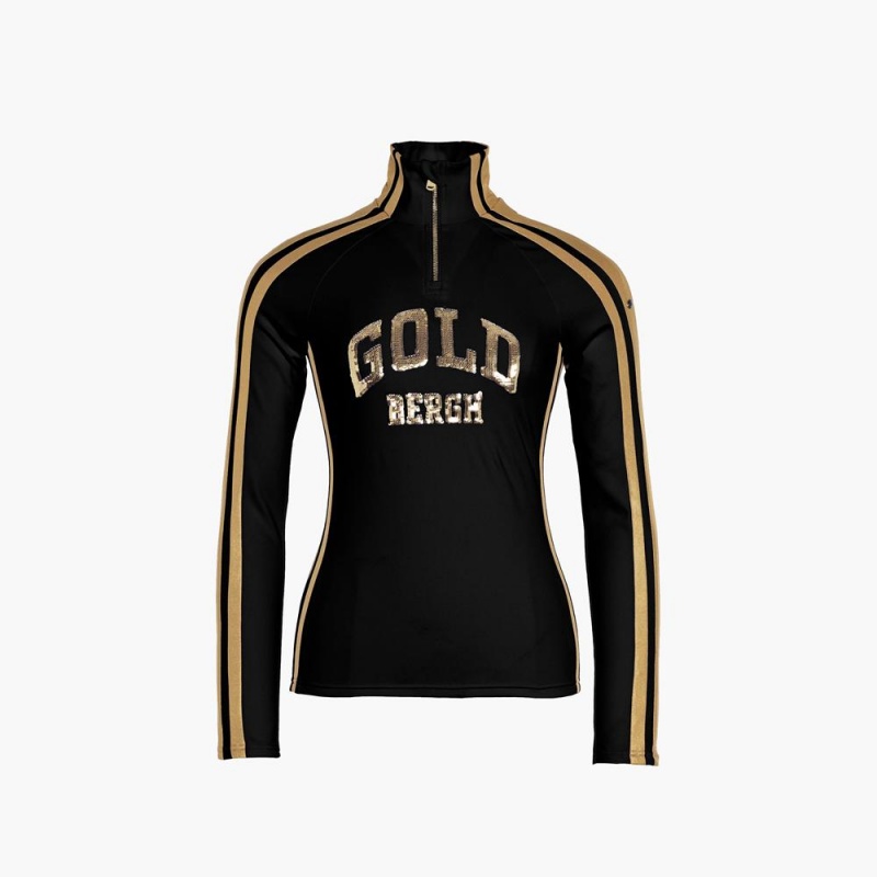 Goldbergh GOBLET Ski Pully Schwarz Gold | CRHVZX518