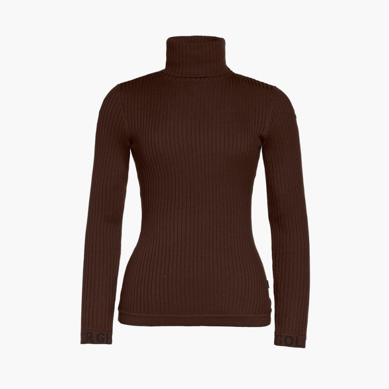 Goldbergh MIRA long sleeve knit Ski Pullover Dunkelbraun | YNXSLK274