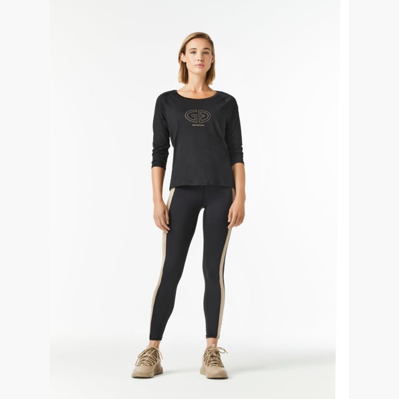 Goldbergh RAVEN 3/4 sleeve T-Shirts Schwarz | BSDQXG786