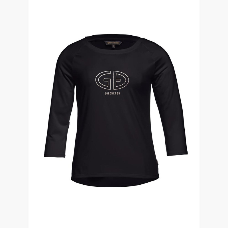 Goldbergh RAVEN 3/4 sleeve T-Shirts Schwarz | BSDQXG786