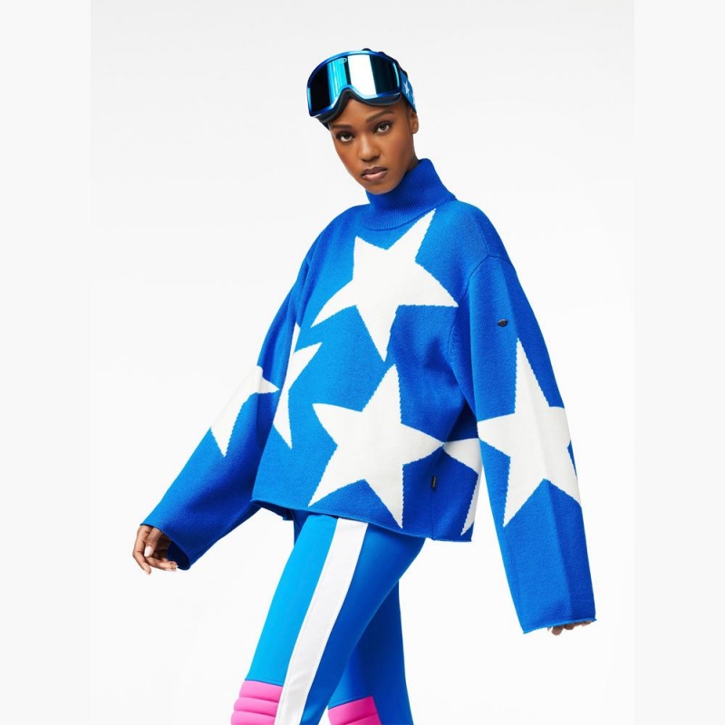 Goldbergh RISING STAR long sleeve knit Ski Pullover Blau | XSCJHA846