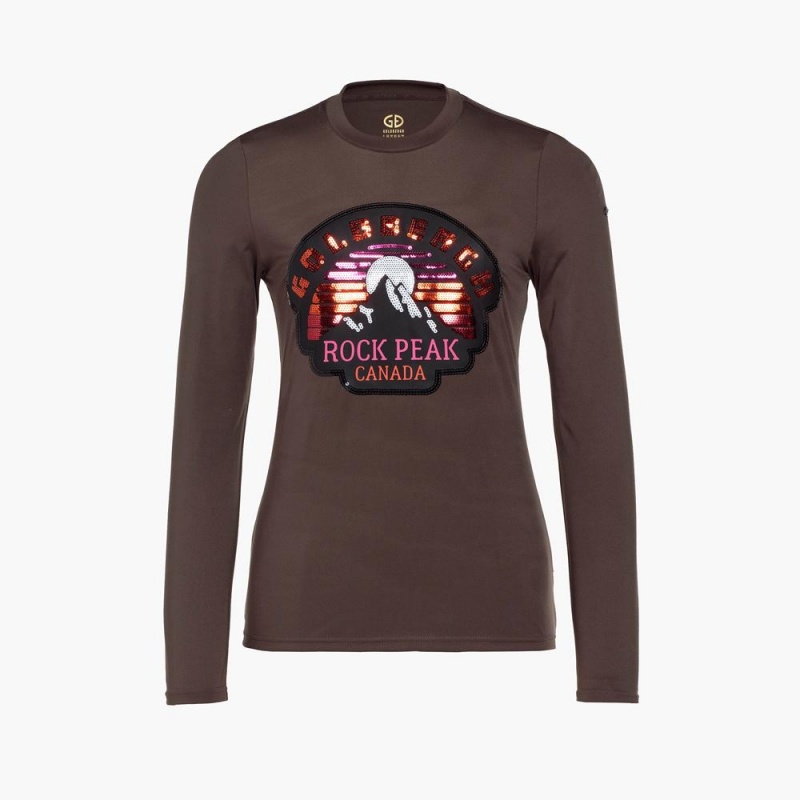 Goldbergh ROCK PEAK long sleeve T-Shirts Braun | FUERBM958