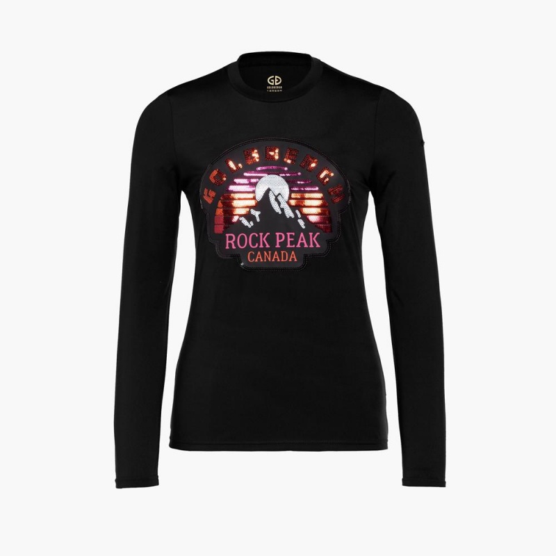 Goldbergh ROCK PEAK long sleeve T-Shirts Schwarz | KZBOYU256