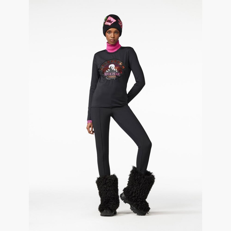 Goldbergh ROCK PEAK long sleeve T-Shirts Schwarz | KZBOYU256