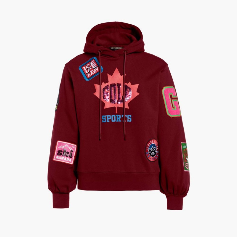 Goldbergh STANLEY hooded Hoodie Dunkelrot | OPUFEK325