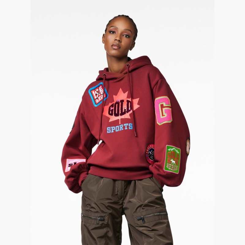 Goldbergh STANLEY hooded Hoodie Dunkelrot | OPUFEK325